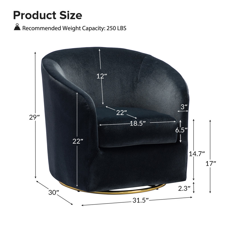 Fauteuil demi-tonneau en velours Holden, Noir