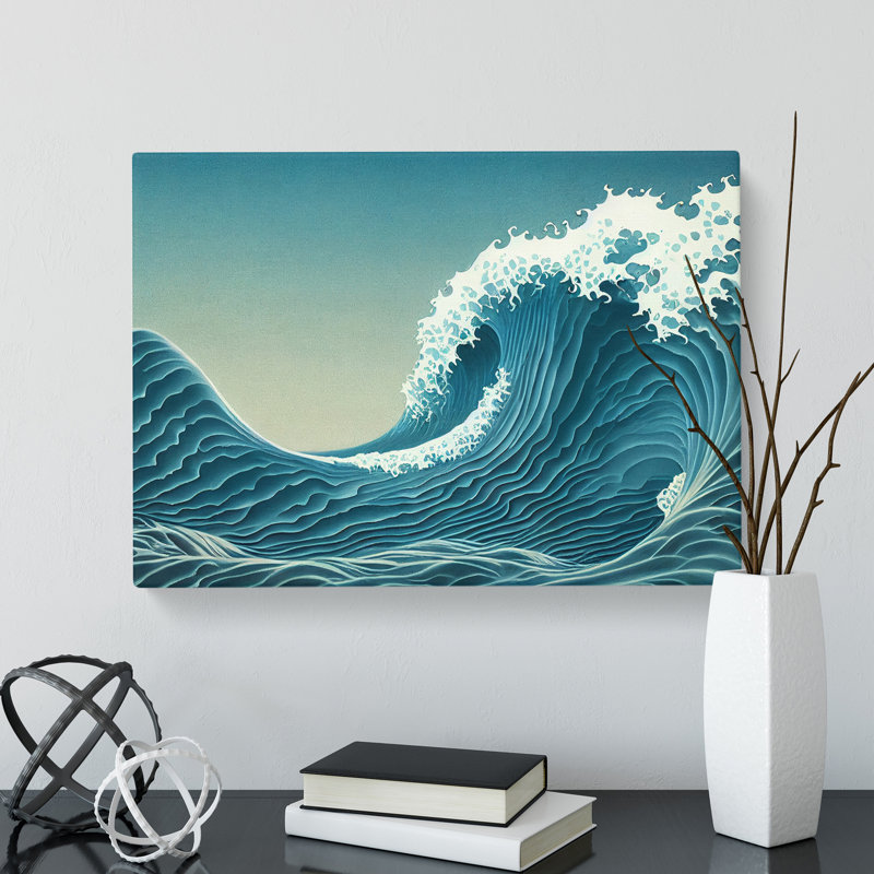 Idyllic Japanese Wave - Wrapped Canvas, 50cm H x 76cm W x 3cm D