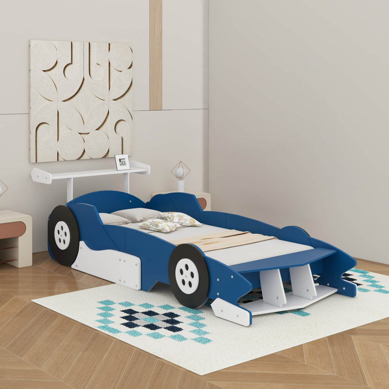 Lit plateforme simple avec roulettes, Lit simple, Blue