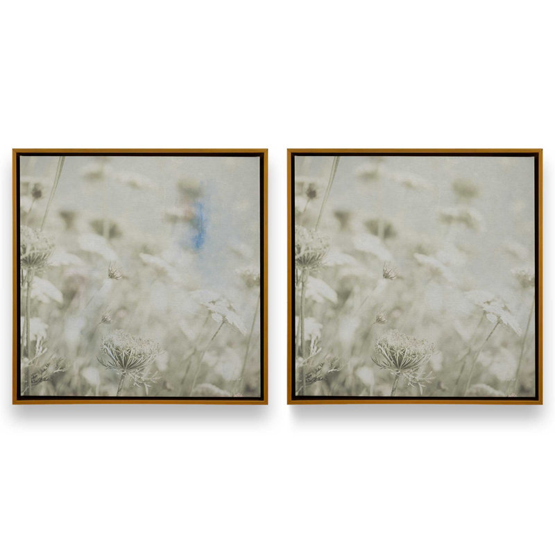 Pastel Wildflower Whispers Set of 2 Canvas Prints in a White Frame, 24" x 24", Or poli, H 13 po x l 26 po