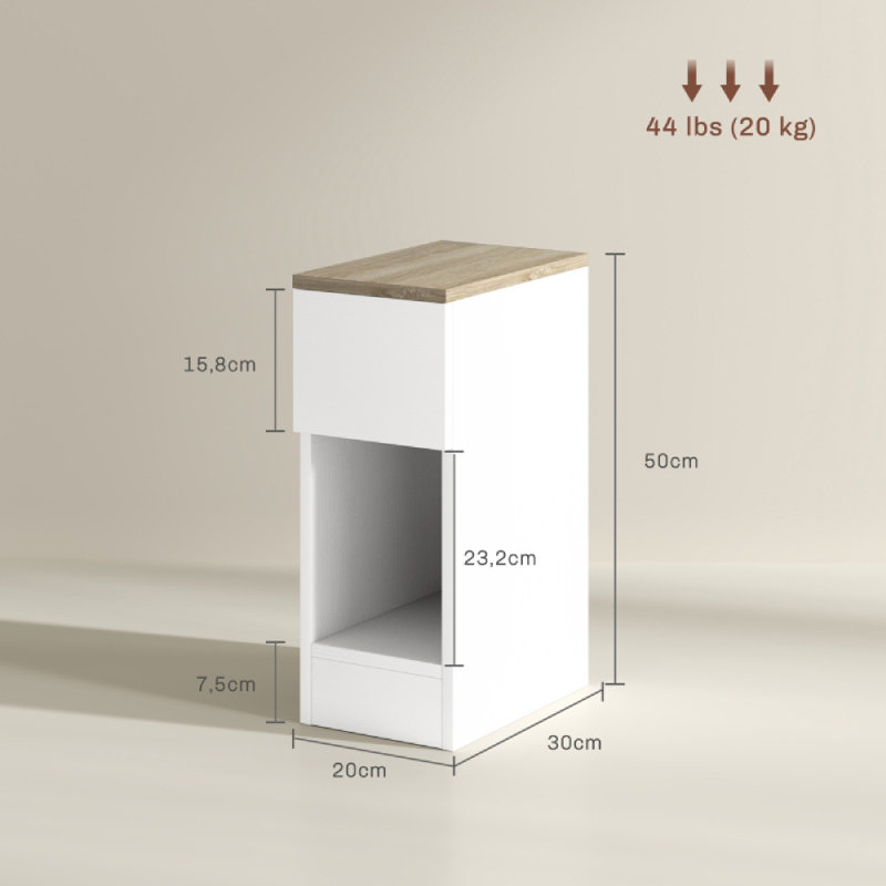 30cm W Engineered Wood Bedside Table