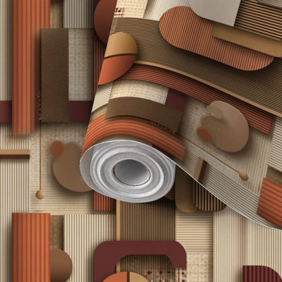 Papier peint auto-adhésif à motifs géométriques muraux à motif géométrique rétro autocollant et amovible 17,7 po x 118 po (45 x 300 cm)
