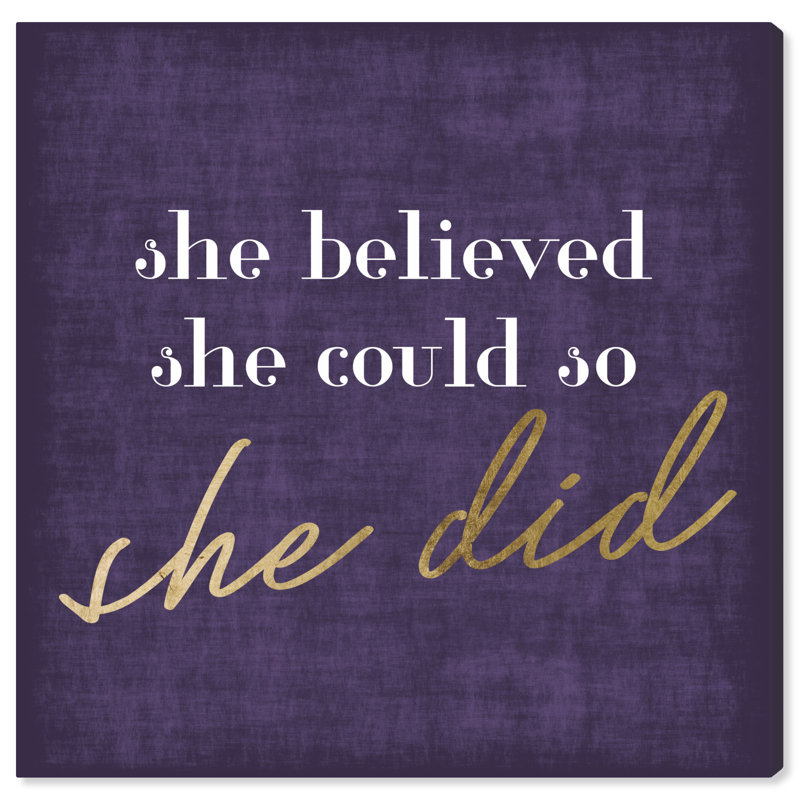 " She Could She Did Purple " by Oliver Gal, 16" H x 16" W x 1.5" D