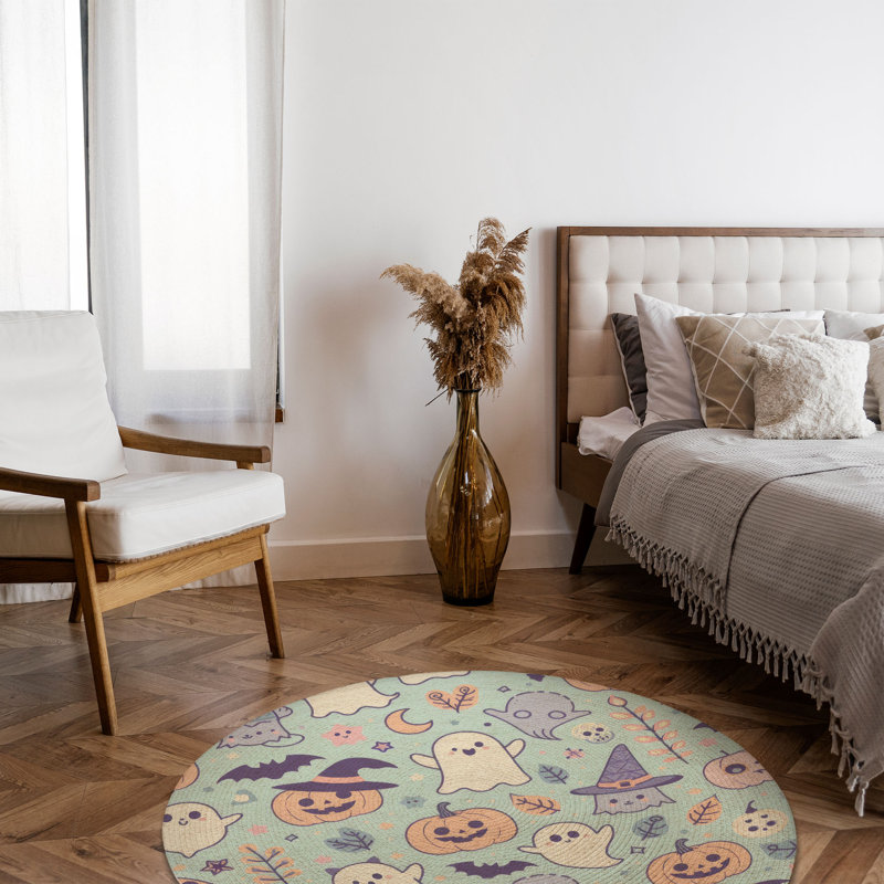 Tapis tressé Eerie Blush Night, Rond 5 pi