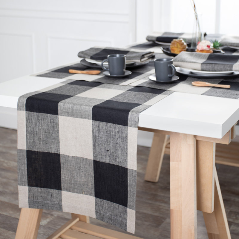 Chemin de table D'Moksha Homes, L 90 po x l 14 po, Black/Natural