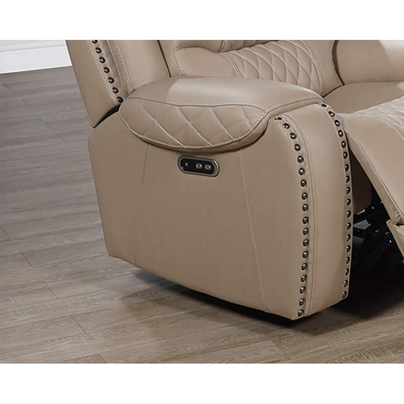 Fauteuil inclinable électrique Aidan, Cuir fleur caramel