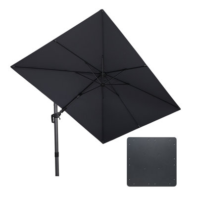 Parasol carré en porte-à-faux gris clair 8 "x 11" avec base en tôle d'acier