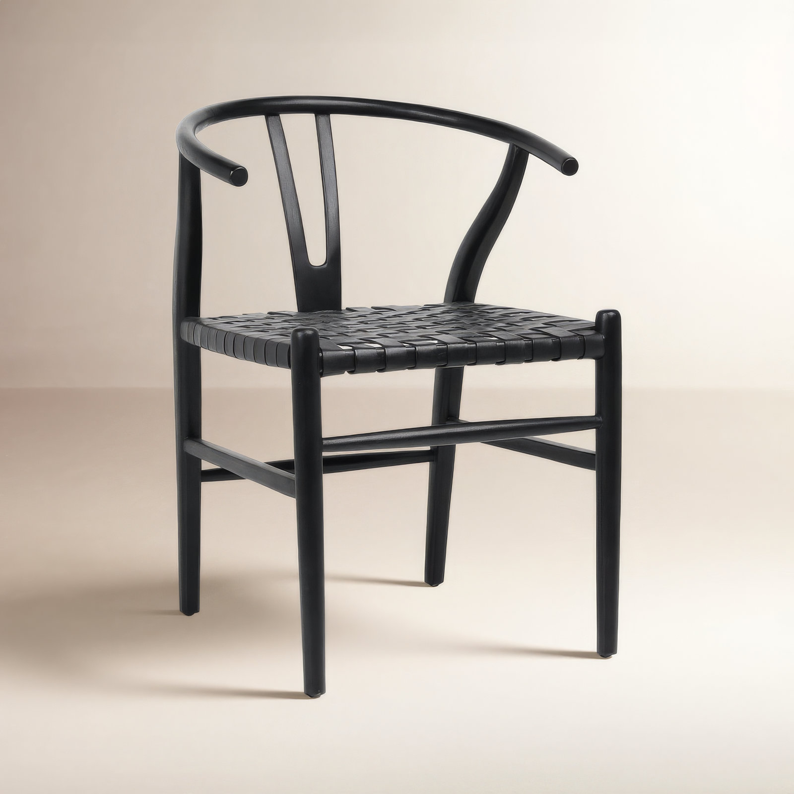 Fabien Solid Wood Windsor Back Arm Chair, Black