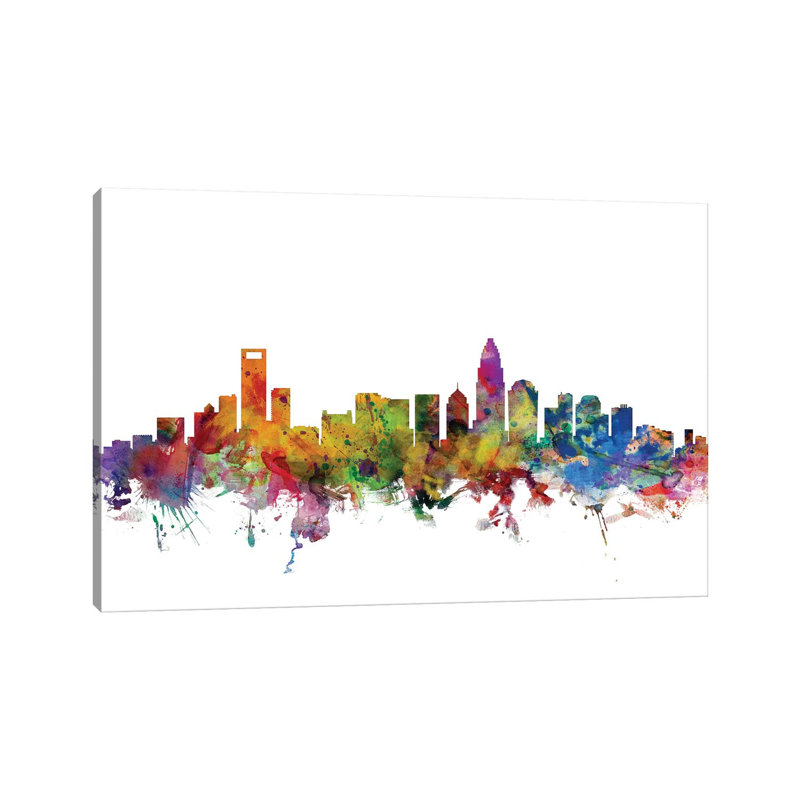 Charlotte, North Carolina Skyline by Michael Tompsett - Wrapped Canvas Gallery-Wrapped Canvas Giclée, 30.48 cm H x 45.72 cm W