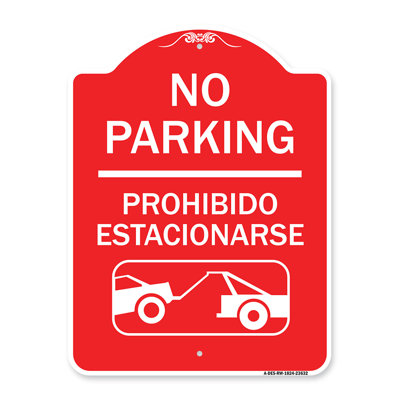 Signmission Designer Series Sign - No Parking - Prohibido Estacionarse (With Car Tow Graphic | Green & White 18" X 24" Heavy-Gauge Aluminum Architectural Sign | Protect Your Business | Made In The USA