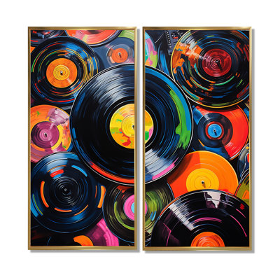 Coloré disques vinyle Melody II - impressions sur toile modernes 2 panneaux