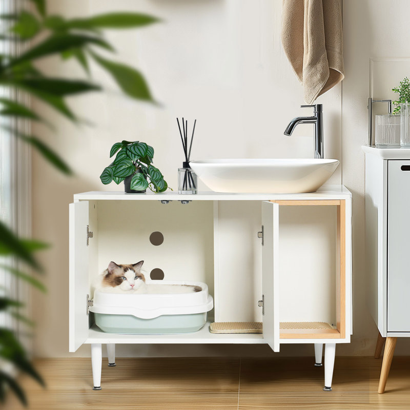 Maison d'intérieur pour chat pour grands chats, meubles d'armoire en bois