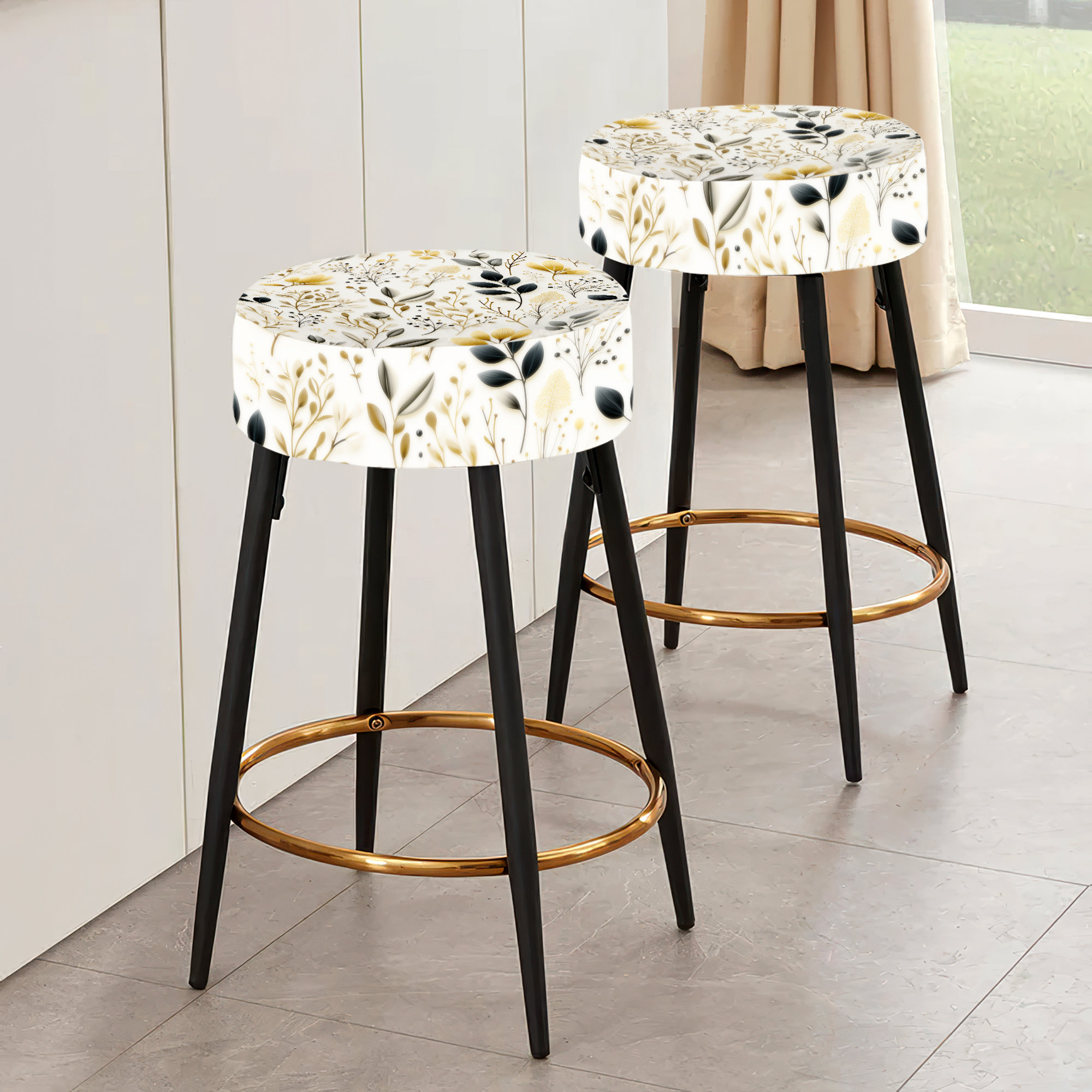 Design Art Zen Foliage Plants Bar Stools Set Of Wayfair Canada