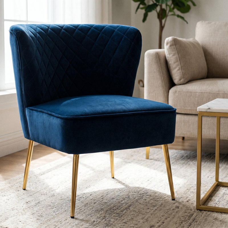 Chaise d'appoint en velours Tru, Bleu velours