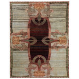 Gray Pink Alchemy Traditional Silk Wool Blend Rug - 8' x 10'6"