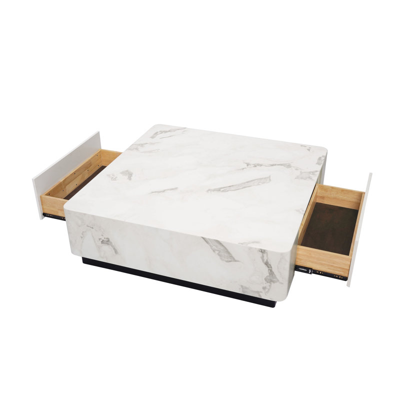 Fritzy Square Coffee Table In White Engineered Stone