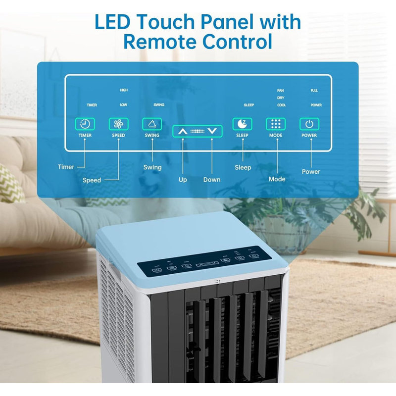 Portable Air Conditioners, 8,000 BTU AC Unit with Remote Control, Fan/Dehumidifier Mode, Sleep Mode, Child Lock, LED Touch Panel, Window Kit, Cools Room Up to 350 Sq.Ft. White