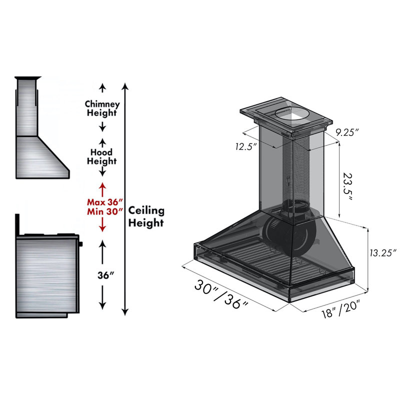 30" Wood 400 CFM Ducted Wall Mount Range Hood, Walnut