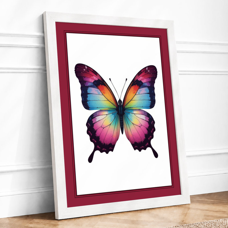 Rainbow Butterfly Modern - Framed Print, A1 - 84.1 x 59.4 cm, White