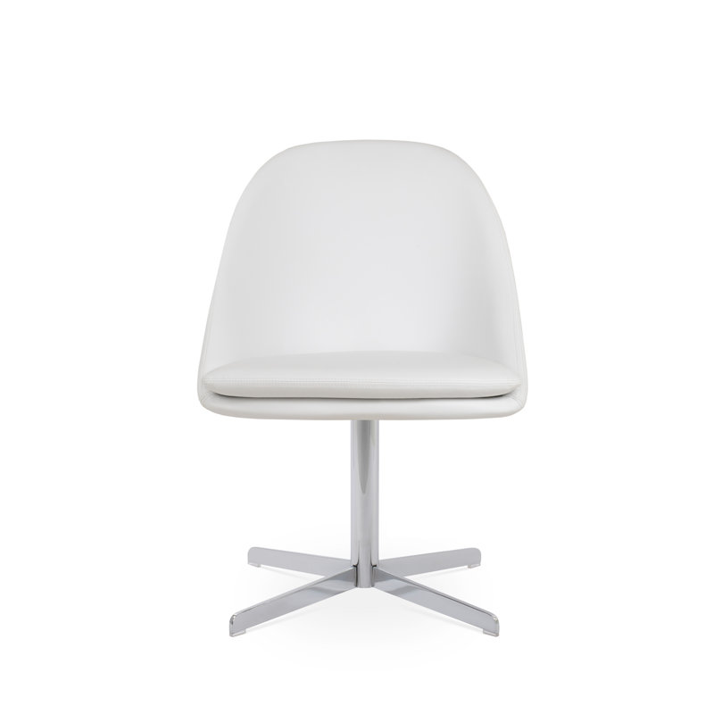 Chaise d'appoint pivotante 4 étoiles Avanos, Blanc, Chrome