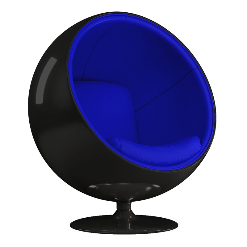 Modholic Globe Chair, Black Shell, Blue 100% Cotton, Black
