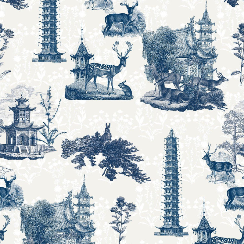 Rouleau de papier peint L 10 pi x l 24 po The Signature Pagoda Toile, Lune, Toile de ramie synthétique