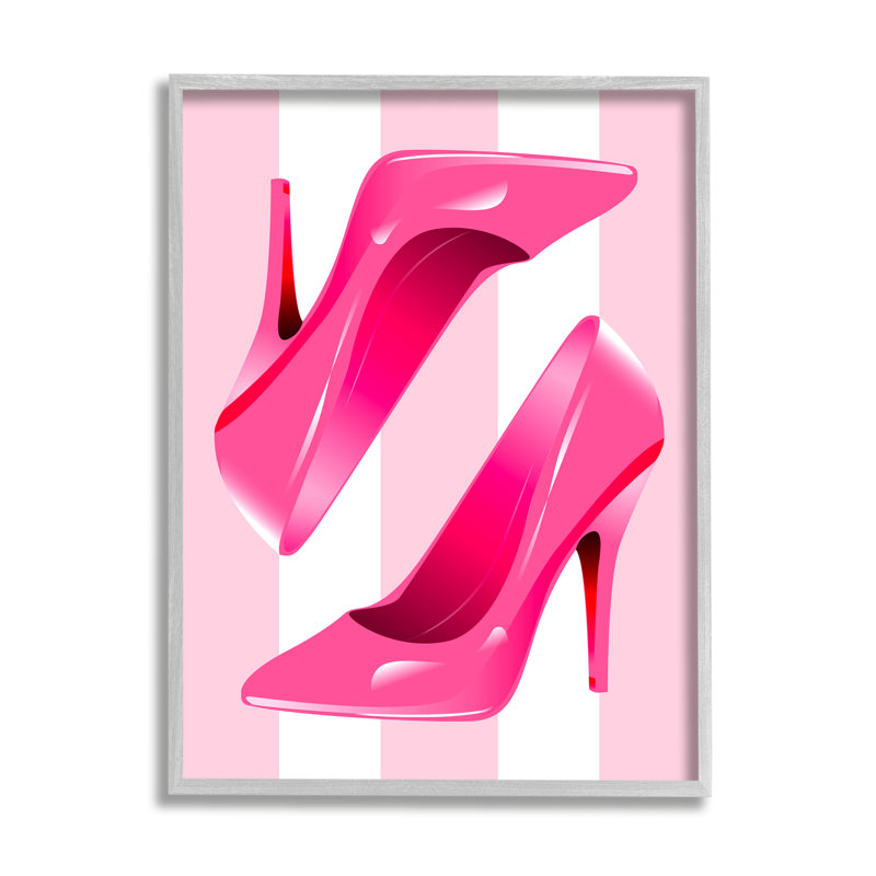 Heels On Pink Stripes par Lil 'Rue, H 30 po x l 24 po x P 1,5 po, Estampe numérique Farmhouse