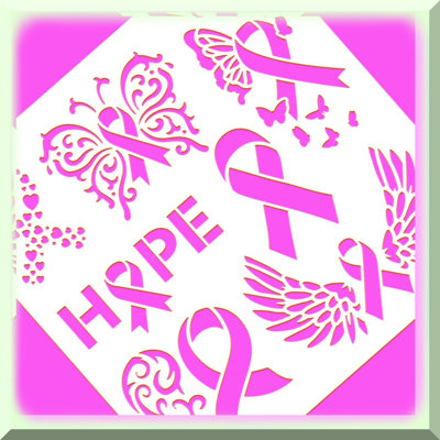 Plastic Painting Templates with Ribbons, Wings, Butterflies, Hearts