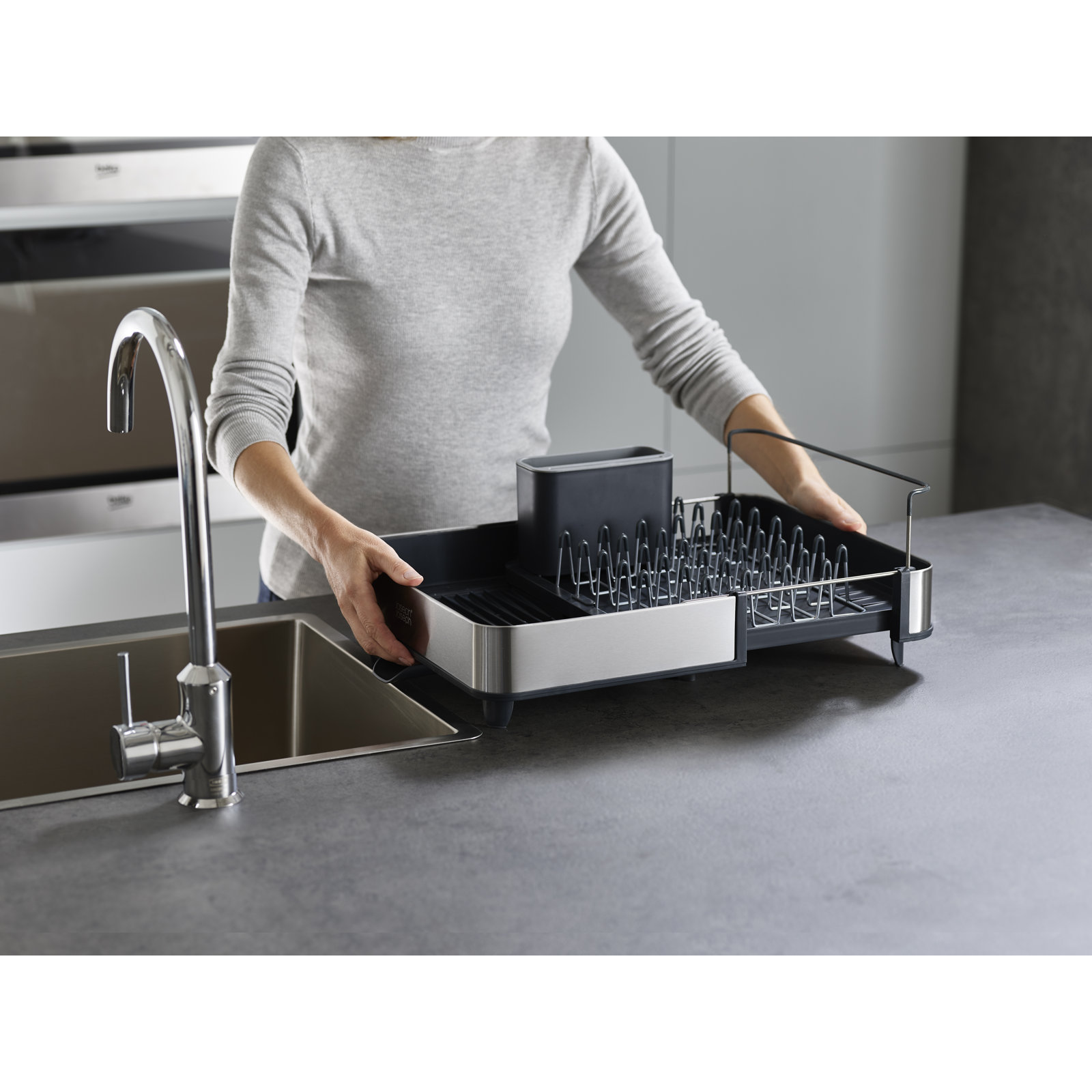 Joseph Joseph Extend Expandable Dish Rack, Dark Grey/Silver