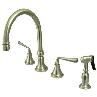 Copenhagen Double Handle Widespread Kitchen Faucet with Brass Sprayer
