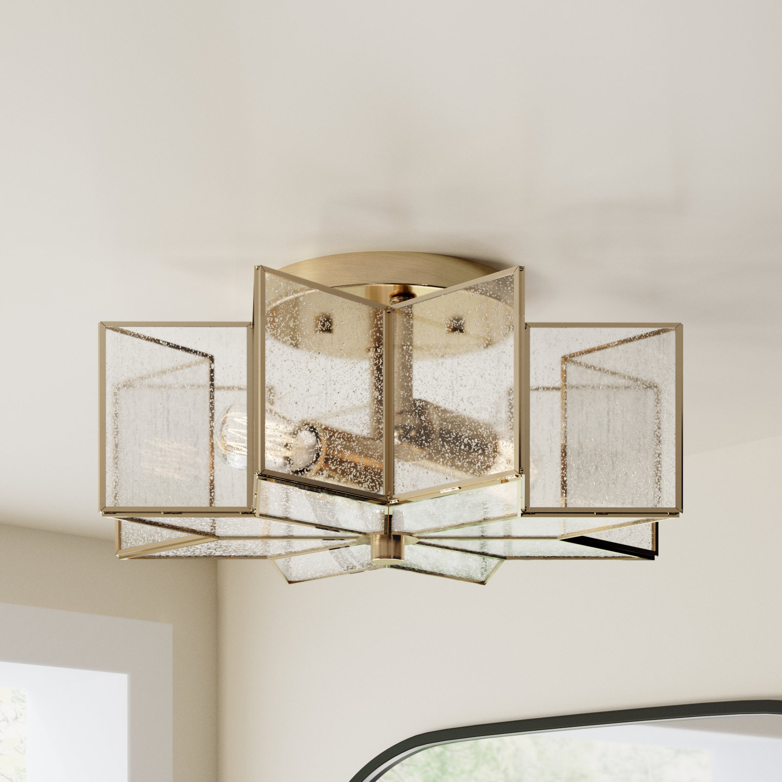 Putnam 2 Light Glass Semi Flush Mount, Clear