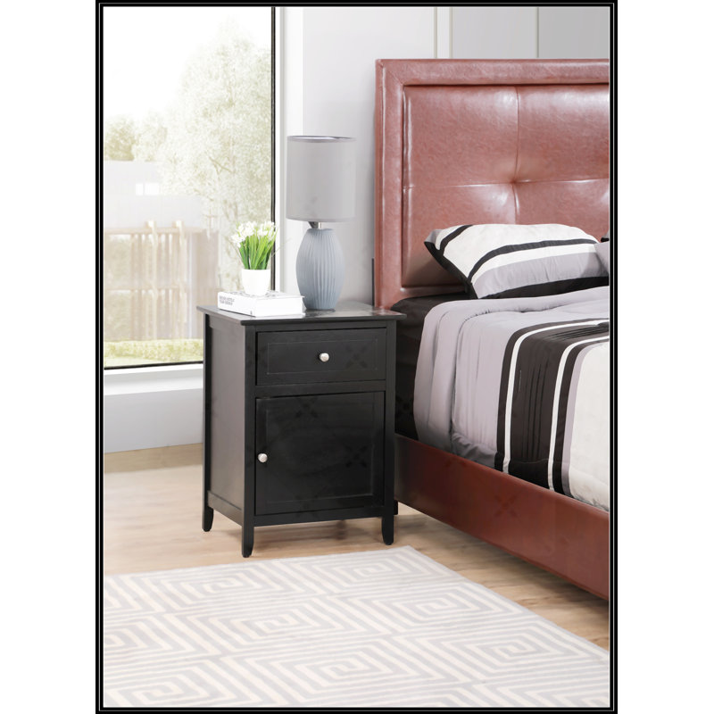 Izzy 1 Drawer /1 Door Nightstand, Black