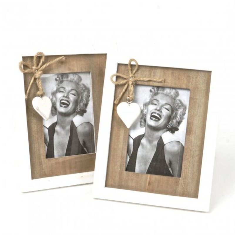 Cadre photo en bois avec coeur Rafaello