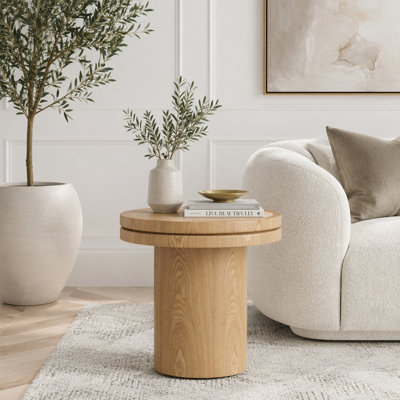 Table d'appoint ronde en panneau de fibres à densité moyenne avec plateau en pierre frittée pour la vie moderne et la chambre à coucher
