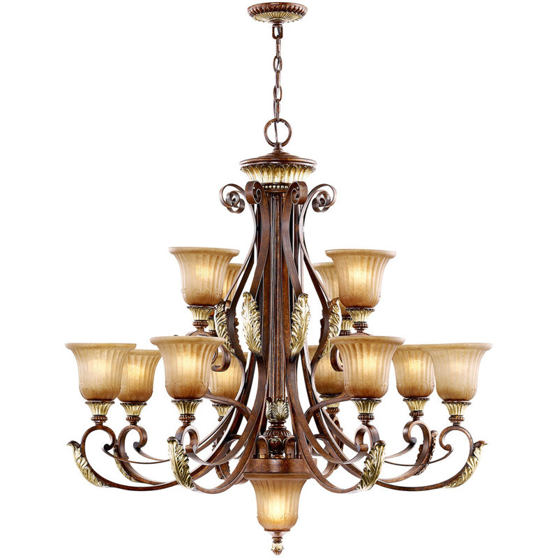 Lustre 13 lumières à abat-jour Ahran