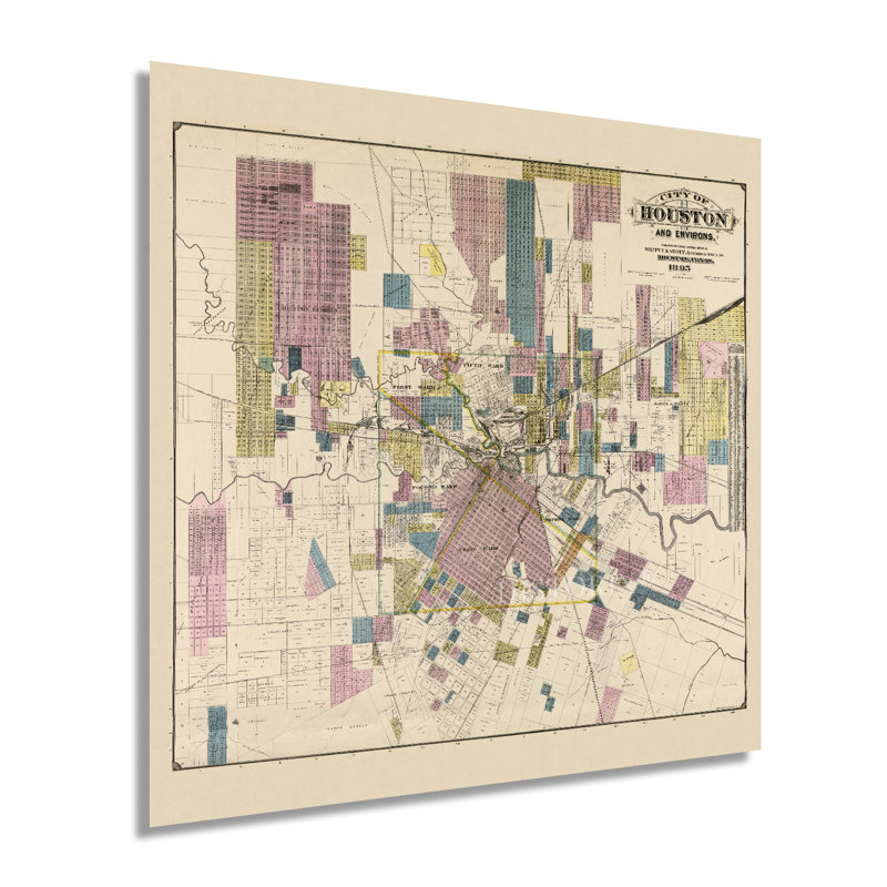 " 1895 Houston City Map ", 24'' W x 24'' H