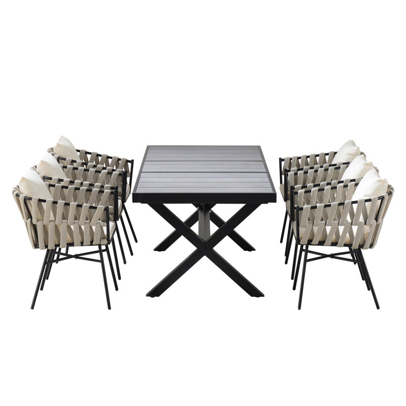 Extendable Dining Table And Chairs Set With Polyester Woven Tape For Stylish Alfresco Gatherings