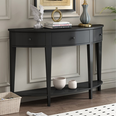 Modern 51.2" Half Moon Console Table, Mid-Century Wood Entryway Table