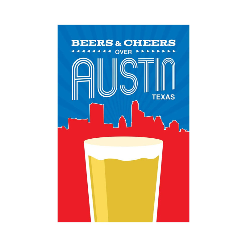 Beers & Cheers Over Austin by Benton Park Prints - Wrapped Canvas Print, 20.32 cm H x 30.48 cm W