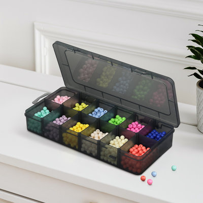 4-Pack Clear Plastic Grid Storage Boxes With 12 Adjustable Compartments, Removable Dividers – Jewelry, Hardware Organizer