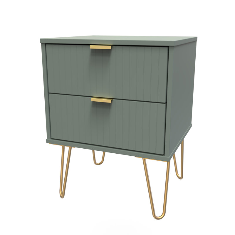 Fully Assembled Alizay Manufactured Wood Bedside Table, Green, Green
