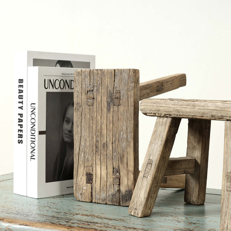 11-inch W Rustic Vintage Mini Stool Rectangular Wooden Accent with Weathered Natural Finish