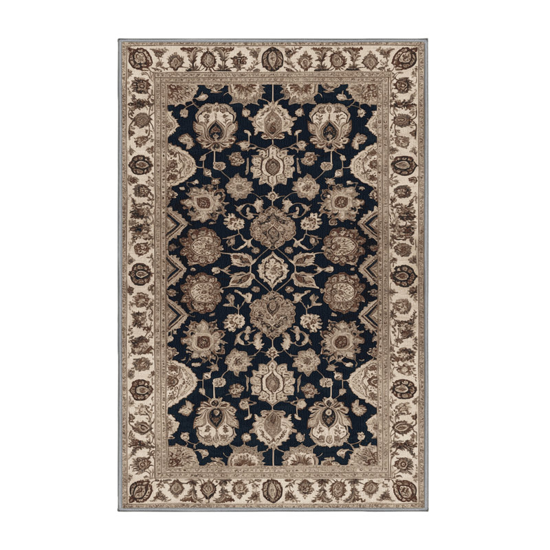 Tapis persan gris lavable à la machine, Rectangulaire 2 pi x 3 pi
