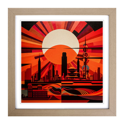 Japanese Sunset Constructivism No.4 - Framed Print