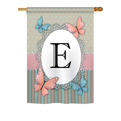 Drapeau de maison / jardin en polyester monogramme à 2 faces Shellman Butterflies