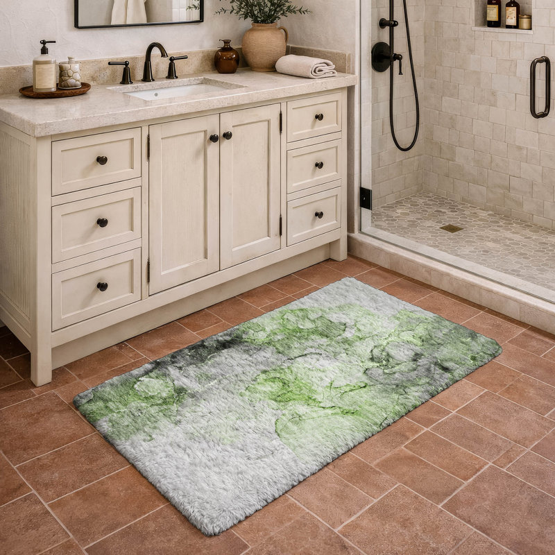 Tapis de qualité supérieure lavable à la machine Dream Shag ADS520 Watercolors, Vert, 2 pi 6 po x 3 pi 10 po