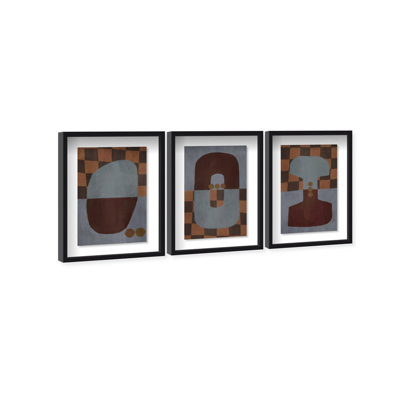 Checkered Dominos Set Shadowbox Abstract Print by Oliver Gal, Black Frame, 10 x 15, 55.5" H x 37.5" W, Black Shadowbox