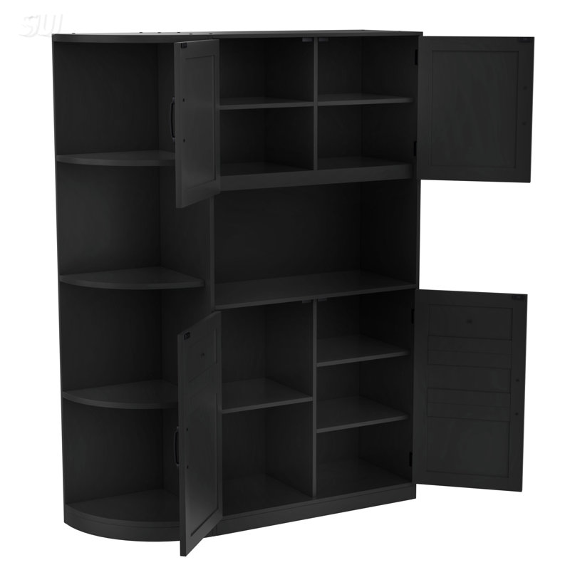 Multifunctional Left-Right Combination Hall Cabinet (Can Be Used Separately) With Storage And 4 Hooks, Storage Cabinet/ Hall Tree 2 In 1 For Living Room, Kitchen And Hallway