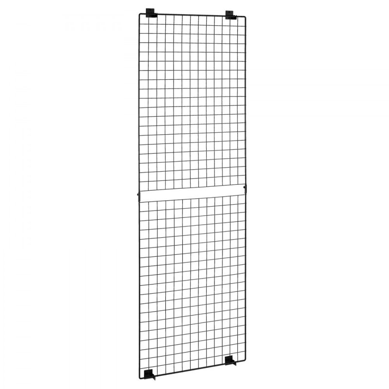 Panneaux muraux quadrillés, présentoir à panneaux grillagés de 2 pi x 6 pi, étagère de présentation murale, grille murale suspendue en acier au carbone noir pour salon d'artisanat, décoration, rangement, tableau d'affichage