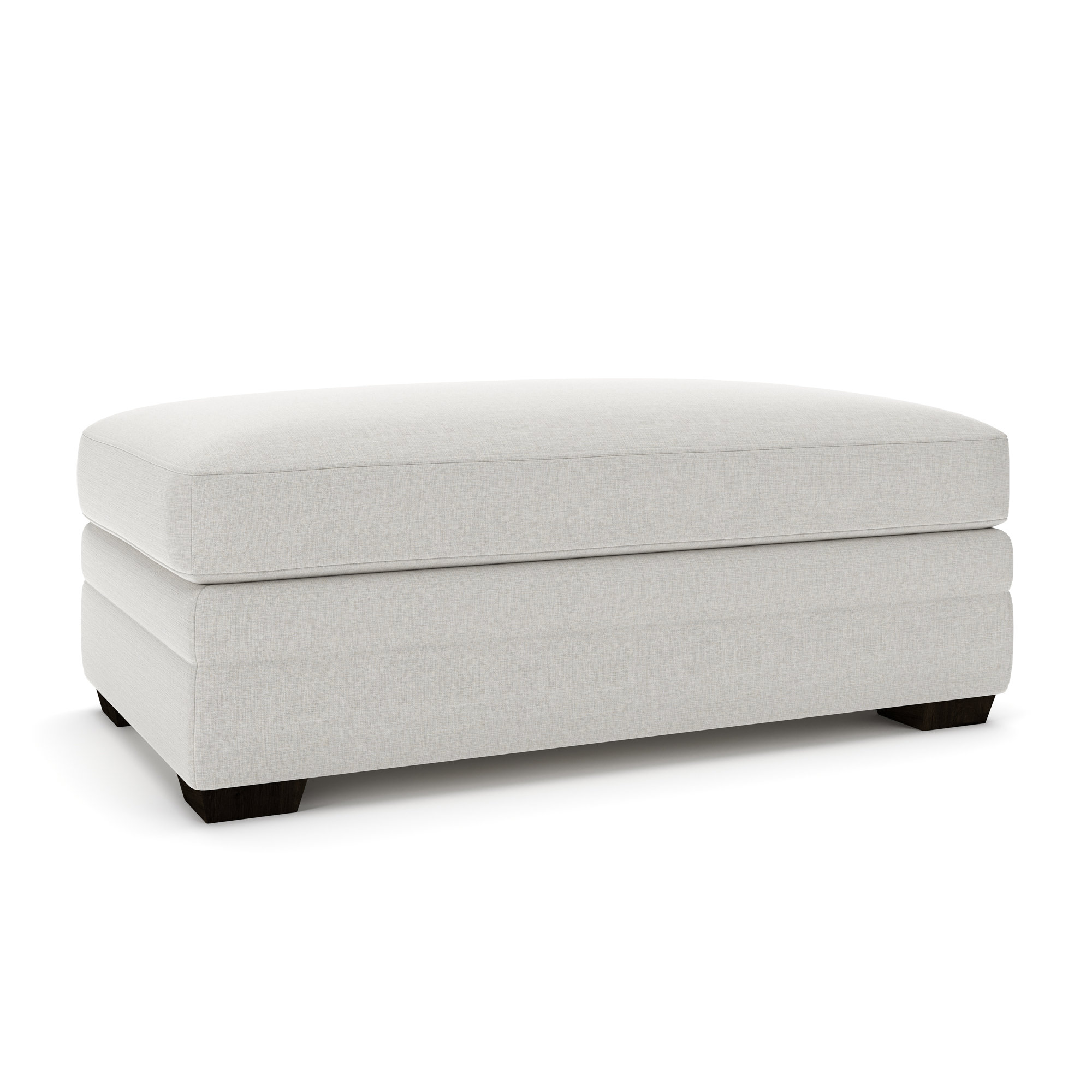 Edan Upholstered Ottoman, Drusky Ivory Sustain® Basketweave